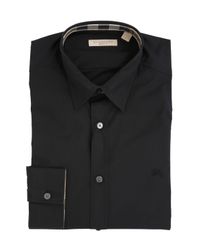 Burberry Brit Stretch Cotton Poplin Shirt in Black for Men - Lyst