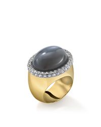 Faraone Mennella | Black 18k Yellow Gold Moonstone and Diamond Gabriella Ring | Lyst