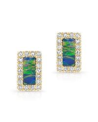 Anne Sisteron - Blue 14kt Yellow Gold Opal Diamond Bar Stud Earrings - Lyst