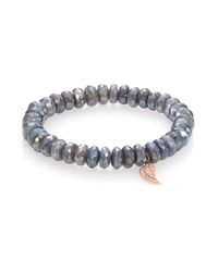 Sydney Evan | Blue Diamond, Labradorite & 14k Rose Gold Wing Beaded Stretch Bracelet | Lyst