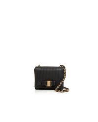 Ferragamo | Black Mini Ginny Wave Quilt Shoulder Bag | Lyst