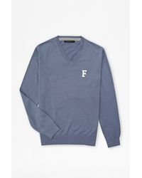 French Connection | Blue F` Intarsia Cotton Jumper for Men | Lyst