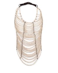Brunello Cucinelli | White River Stone, Silver & Leather Breastplate Necklace | Lyst