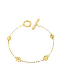 Tory Burch - Metallic Gold Plated Logo Toggle Bracelet - Lyst