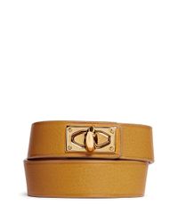 Givenchy | Metallic Sharktooth Double Wrap Leather Bracelet | Lyst