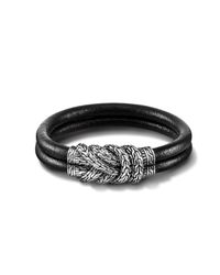 John Hardy | Knot Station Bracelet With Black Leather Cord for Men | Lyst