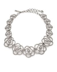 Oscar de la Renta | Metallic Pavé Crystal Flower Cutout Necklace | Lyst