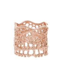 Aurelie Bidermann | Metallic Rose Gold-Plated Lace Ring | Lyst