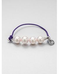Majorica | Purple Pearl Elastic Stretch Bracelet | Lyst