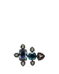 Lanvin | Blue Two Finger Crystal Ring | Lyst
