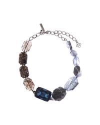 Oscar de la Renta | Blue Dark Navy Quartz Glass & Swarovski Crystal Necklace | Lyst