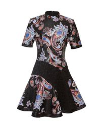 Mary Katrantzou | Black Laminated Cotton Canvas & Lace Dress | Lyst