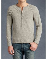 John Varvatos | Gray Long Sleeve Raglan Henley for Men | Lyst