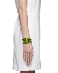 Valentino | Green Rockstud Double Wrap Leather Bracelet | Lyst