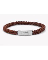 Tateossian | Silver Click Porto Cervo Bracelet In Brown for Men | Lyst