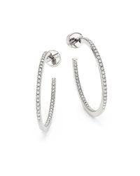 Michael Kors | Metallic Brilliance Statement Pave Silvertone Inside-outside Hoop Earrings/1 | Lyst