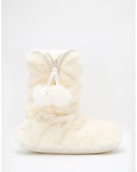 white fluffy boot slippers