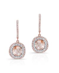 Anne Sisteron - Metallic 14kt Rose Gold Raw Diamond Double Halo Earrings - Lyst