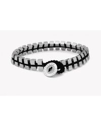 Tateossian - Black Silver Button Double Cube Macramé Bracelet for Men - Lyst