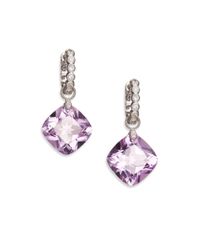 Jude Frances | Purple Classic Lavender Amethyst, Diamond & 18K White Gold Large Cushion Earring Charms | Lyst