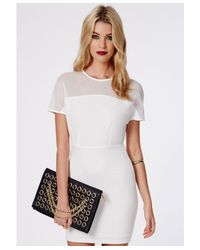 bodycon madeleine mesh cap sleeve missguided dress lyst