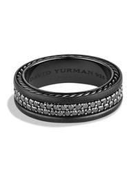 David Yurman | Streamline Two-Row Black Diamond Band Ring for Men | Lyst