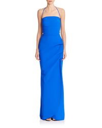 La Petite Robe Di Chiara Boni | Blue Strapless Ruched Gown | Lyst
