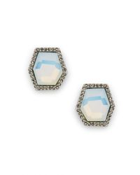 Rebecca Minkoff | White Gem Hex Button Earring | Lyst