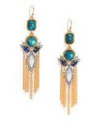 Alexis Bittar | Blue Elements Gilded Muse D'Ore Chrysocolla & Crystal Spiked Tassle Chandelier Earrings | Lyst