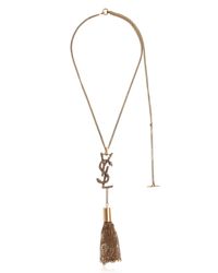 Saint Laurent | Metallic Serpent Monogramme Pendant Necklace | Lyst