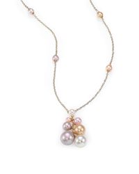 Majorica | Multicolor 5mm-12mm White, Nuage & Pink Round Pearl Cluster Necklace | Lyst