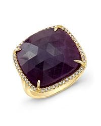 Anne Sisteron - 14kt Yellow Gold Ruby Diamond Cocktail Ring - Lyst