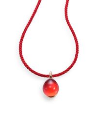 Pomellato | Orange Rouge Passion Tangerine Cabochon & Braided Cord Necklace | Lyst