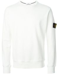 Stone Island Crew Neck Sweatshirt in White for Men - Lyst