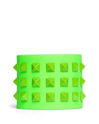 Valentino | Green Rockstud Wide Leather Bracelet | Lyst