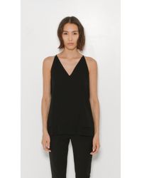 Vince | Black Textured Crepe Racerback Cami | Lyst