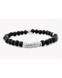Tateossian - Disc Round Black Lava Beaded Bracelet With Silver Spacer Discs for Men - Lyst