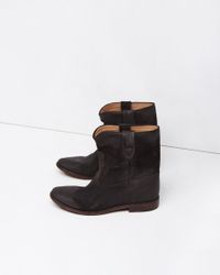 Étoile Isabel Marant Crisi Suede Slouchy Boots in Faded Black (Black) - Lyst