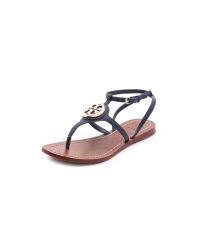 Tory Burch Leticia Flat Thong Sandals Tan in Blue - Lyst