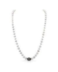 Anne Sisteron - White Pearl Necklace With Diamond Bead - Lyst