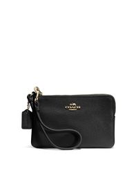 COACH | Black Textured Leather Wristlet | Lyst