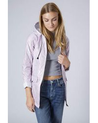 TOPSHOP Quilted Plastic Mac in Pale Pink (Purple) - Lyst