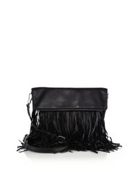 Elizabeth and James | Black Andrew Fringed Leather Foldover Crossbody Bag | Lyst