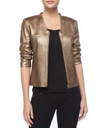 Bagatelle Metallic Gold Pinched Leather Jacket