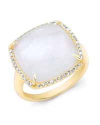 Anne Sisteron - 14kt Yellow Gold Mother Of Pearl Diamond Cushion Cut Cocktail Ring - Lyst