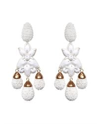 Oscar de la Renta | White Beaded Star Drop Earrings | Lyst