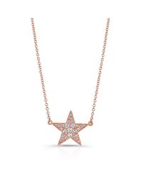 Anne Sisteron - Pink 14kt Rose Gold Diamond Star Necklace - Lyst