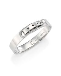 Michael Kors | Metallic Cityscape Hardware Pavé Buckle Bangle Bracelet/Silvertone | Lyst