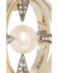 Noor Fares | Metallic Radial Creoles Earrings In White Pearl | Lyst