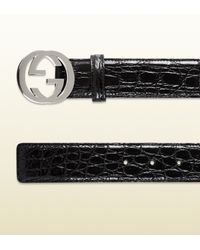 Gucci Crocodile Belt With Interlocking G Buckle in Black for Men - Lyst